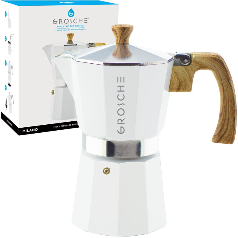 GROSCHE Milano – Cafetière italienne 6 tasses (Blanc)